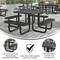 Flash Furniture Square Picnic Table, Black, Metal, 79.75 in L SLF-EMS46-H60L-BK-GG - alternate 3
